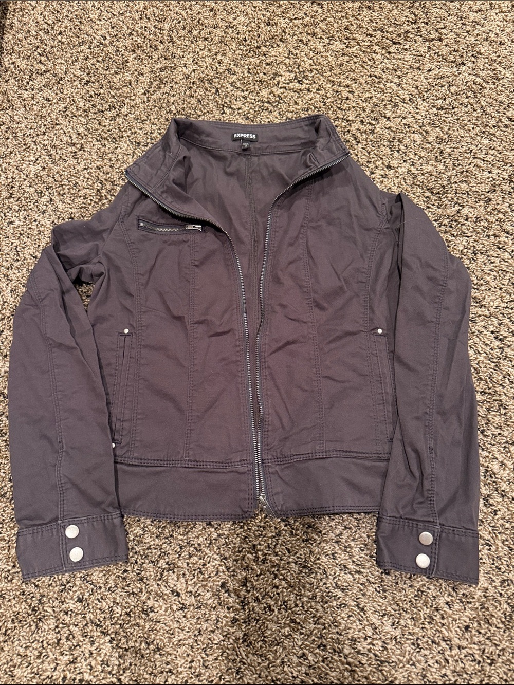 Express Women's Charcoal Utility Zip Jacket